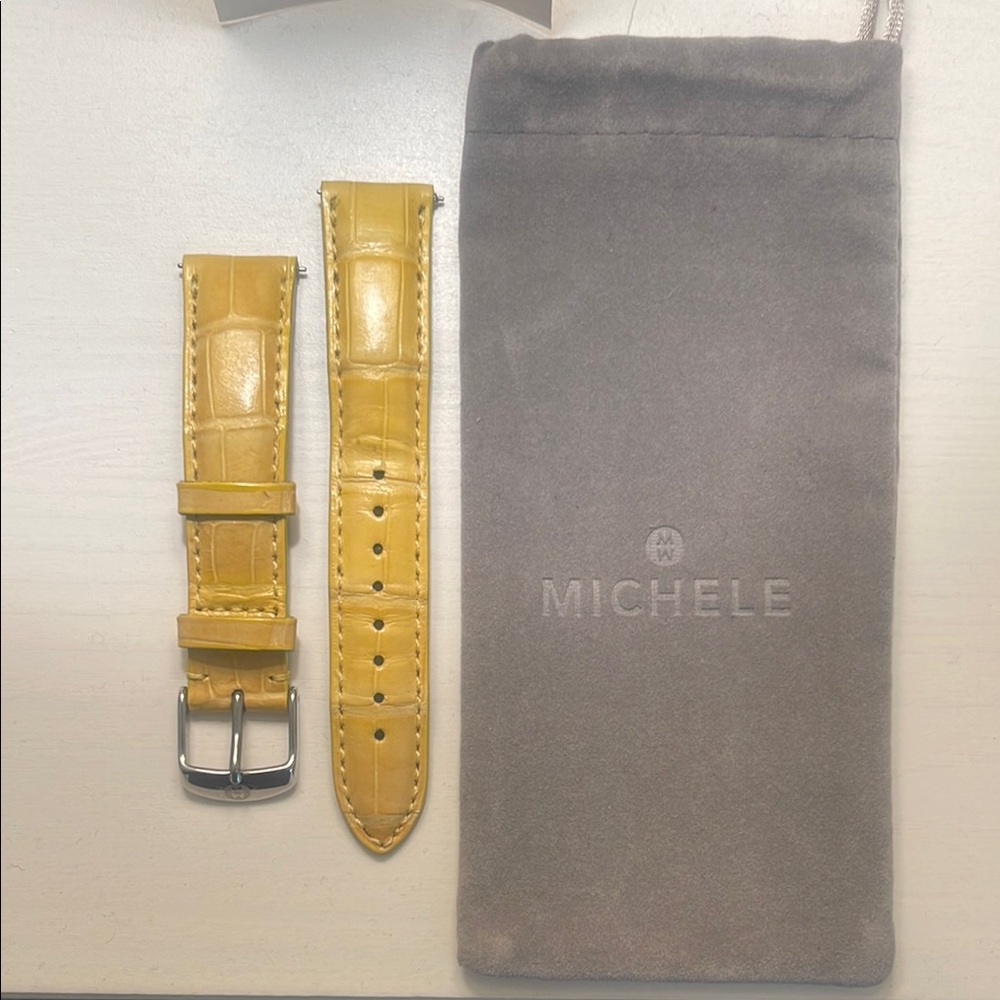 Michele Yellow Leather Strap